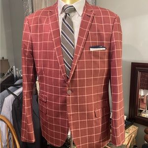 NWOT Rust Orange Windowpane Sport Coat